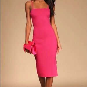 Lulu's Vibrant Pink Midi Dress
